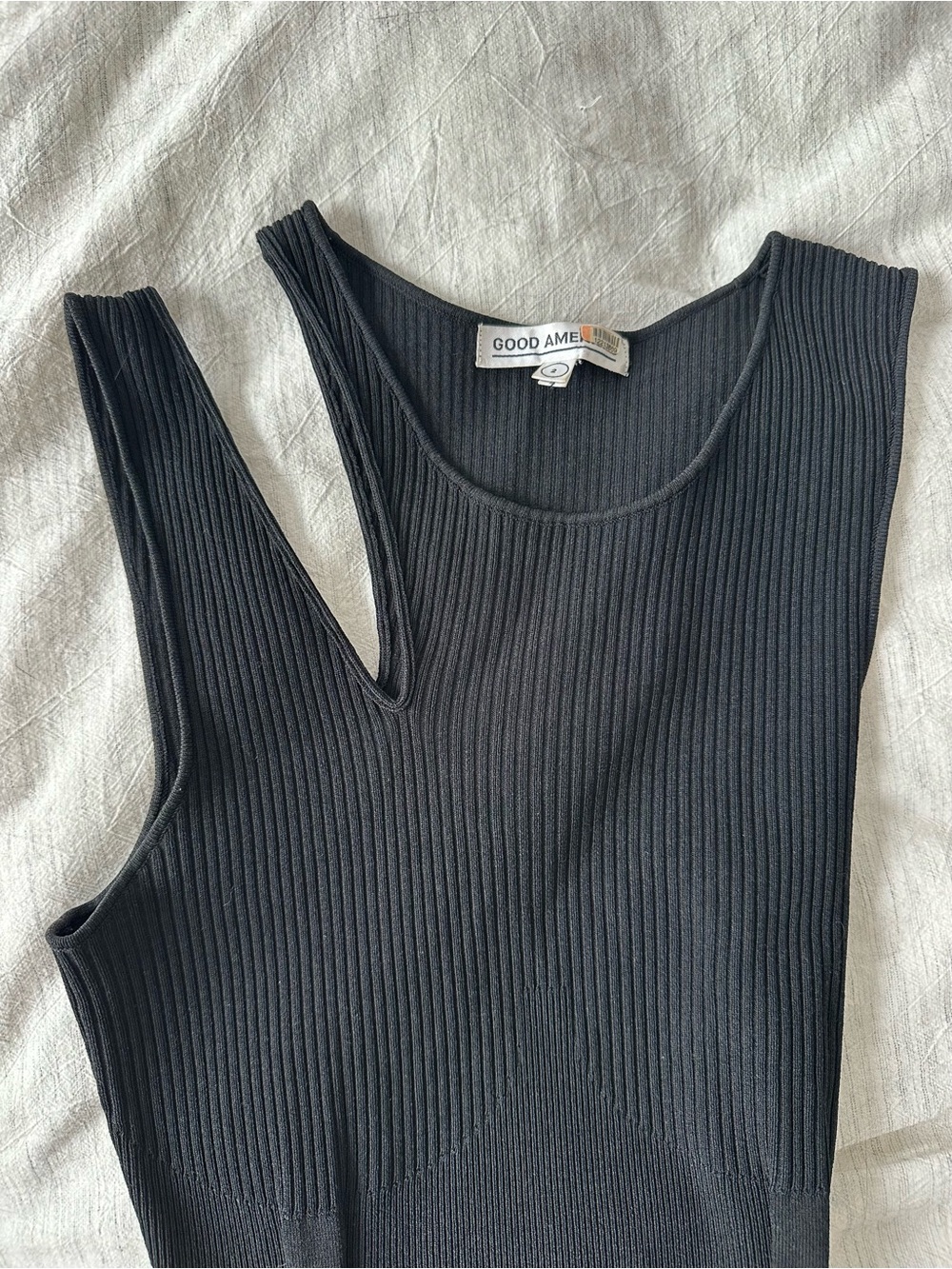 Good American Black Ribbed Bodycon Dress